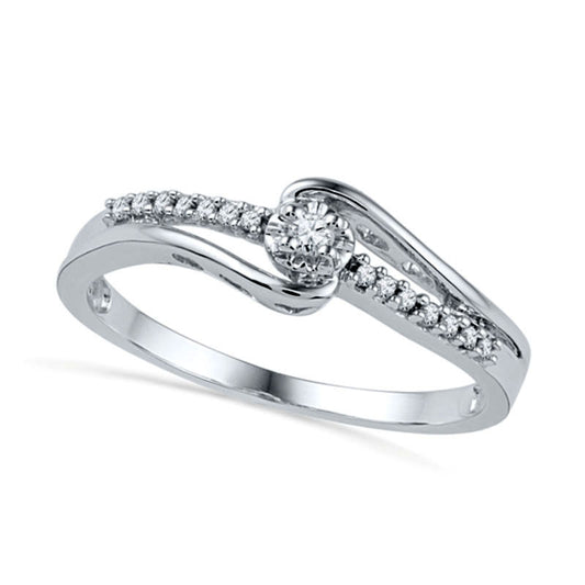 0.10 CT. T.W. Natural Diamond Promise Ring in Solid 10K White Gold