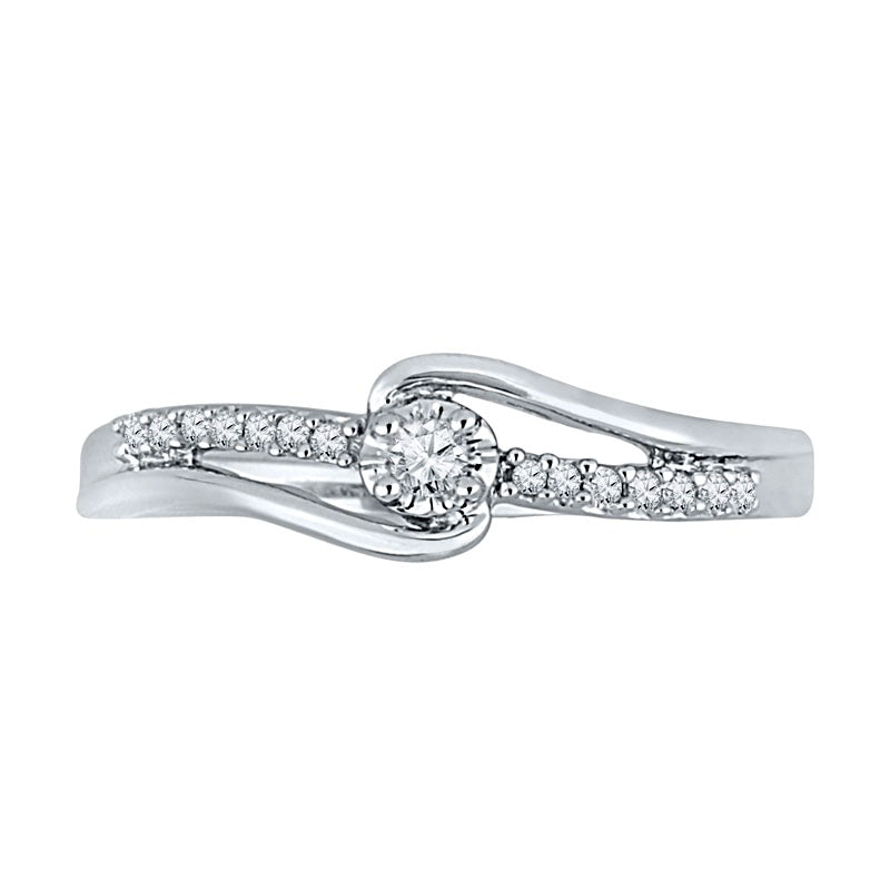 0.10 CT. T.W. Natural Diamond Promise Ring in Solid 10K White Gold