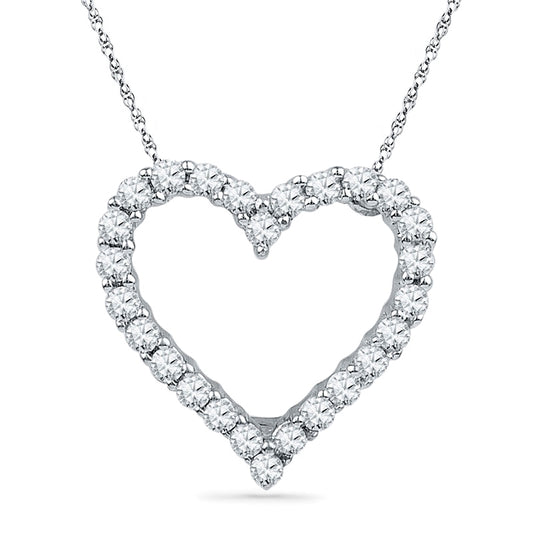 0.17 CT. T.W. Natural Diamond Lined Heart Pendant in 10K White Gold
