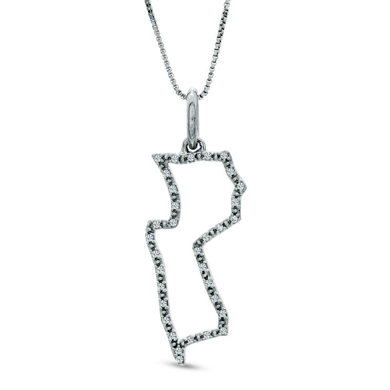 Natural Diamond Accent State of New Jersey Outline Pendant in Sterling Silver