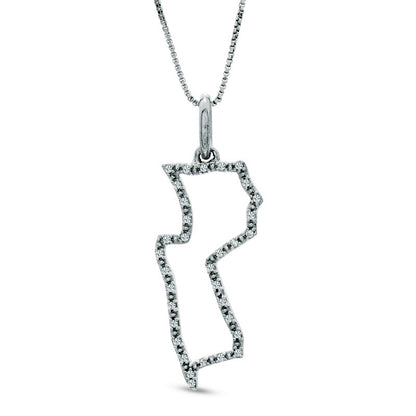 Natural Diamond Accent State of New Jersey Outline Pendant in Sterling Silver