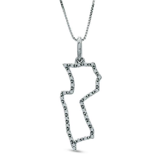 Natural Diamond Accent State of New Jersey Outline Pendant in Sterling Silver