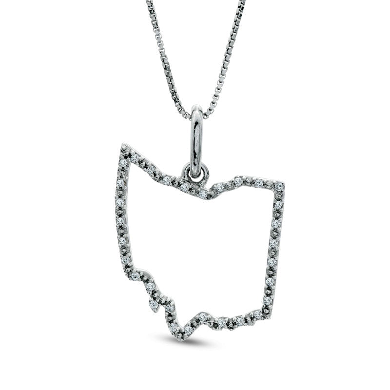 Natural Diamond Accent State of Ohio Outline Pendant in Sterling Silver