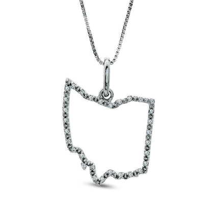 Natural Diamond Accent State of Ohio Outline Pendant in Sterling Silver