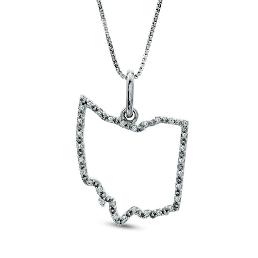 Natural Diamond Accent State of Ohio Outline Pendant in Sterling Silver