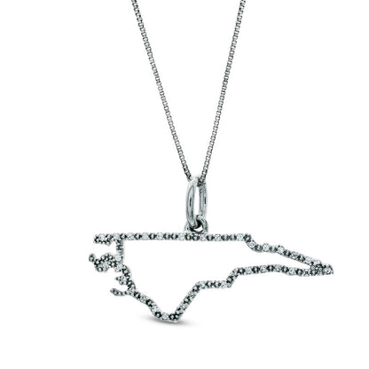 Natural Diamond Accent State of North Carolina Outline Pendant in Sterling Silver