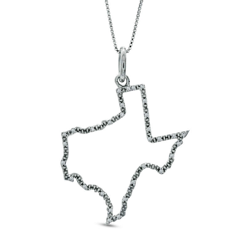 Natural Diamond Accent State of Texas Outline Pendant in Sterling Silver