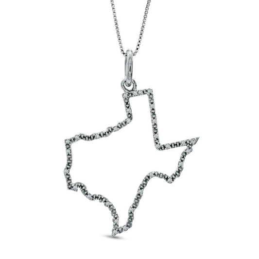 Natural Diamond Accent State of Texas Outline Pendant in Sterling Silver