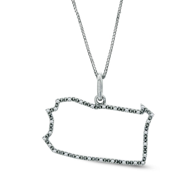 Natural Diamond Accent State of Pennsylvania Outline Pendant in Sterling Silver