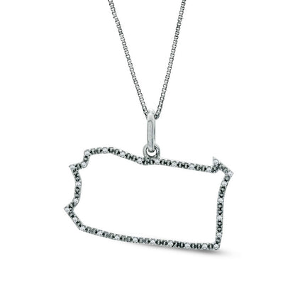 Natural Diamond Accent State of Pennsylvania Outline Pendant in Sterling Silver