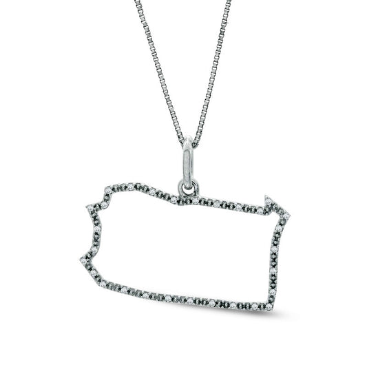 Natural Diamond Accent State of Pennsylvania Outline Pendant in Sterling Silver