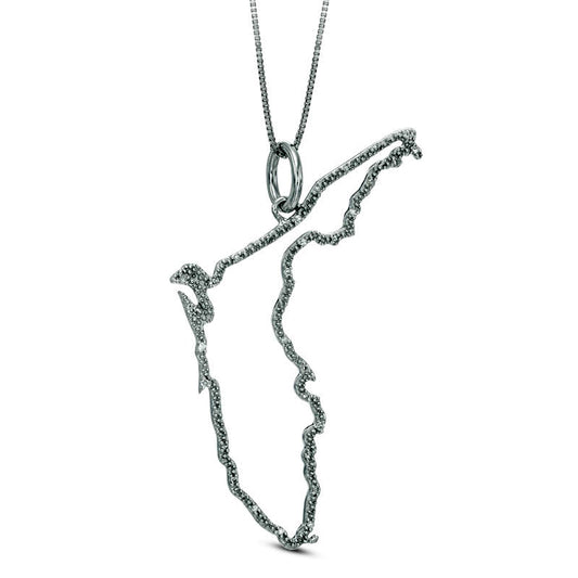 Natural Diamond Accent State of Florida Outline Pendant in Sterling Silver