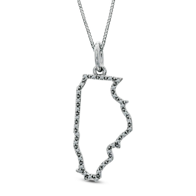 Natural Diamond Accent State of Illinois Outline Pendant in Sterling Silver