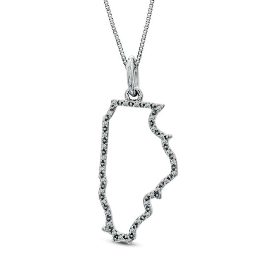 Natural Diamond Accent State of Illinois Outline Pendant in Sterling Silver