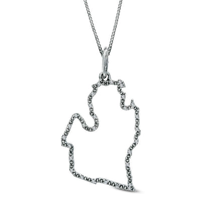 Natural Diamond Accent State of Michigan Outline Pendant in Sterling Silver