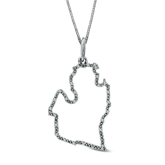Natural Diamond Accent State of Michigan Outline Pendant in Sterling Silver