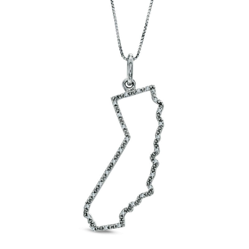 Natural Diamond Accent State of California Outline Pendant in Sterling Silver