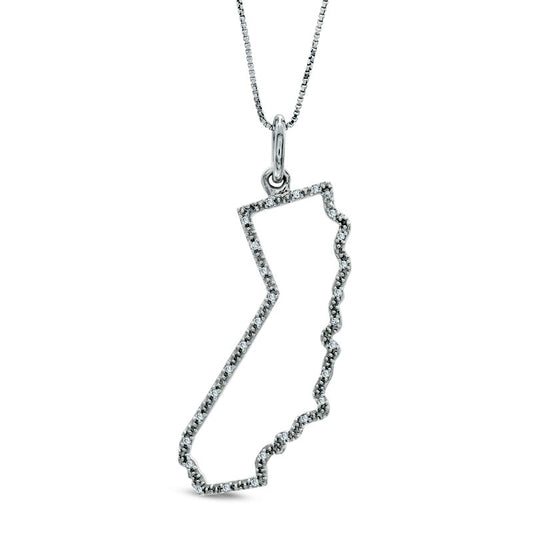 Natural Diamond Accent State of California Outline Pendant in Sterling Silver