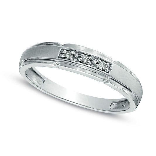 Ladies' Natural Diamond Accent Satin Wedding Band in Solid 10K White Gold