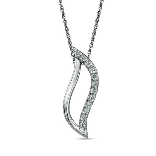 0.13 CT. T.W. Natural Diamond Single Flame Pendant in 10K White Gold
