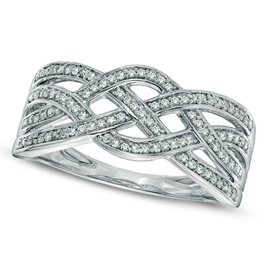 0.10 CT. T.W. Natural Diamond Loose Braid Band in Solid 10K White Gold
