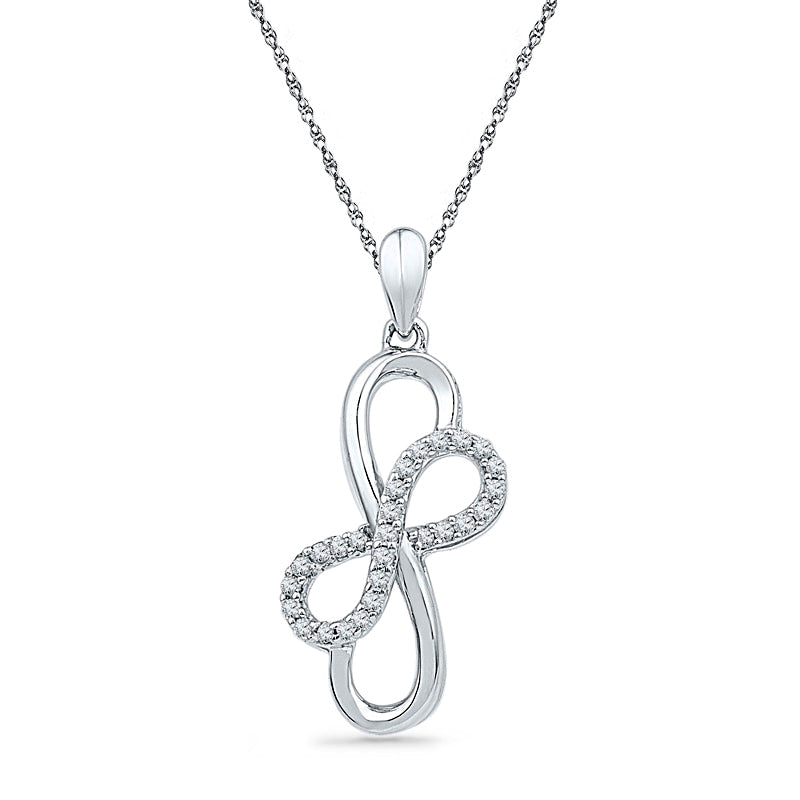 0.17 CT. T.W. Natural Diamond Double Infinity Pendant in Sterling Silver