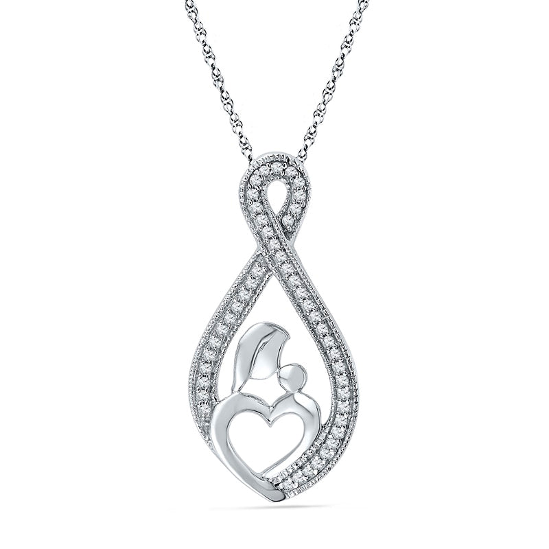 0.2 CT. T.W. Natural Diamond Motherly Love Infinity Pendant in Sterling Silver