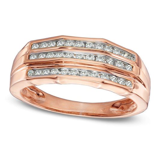 Men's 1.0 CT. T.W. Natural Diamond Wedding Band in Solid 10K Rose Gold