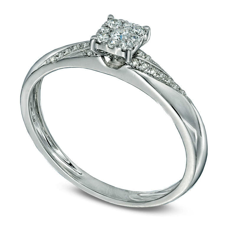 0.17 CT. T.W. Natural Diamond Cluster Slant Striped Engagement Ring in Solid 10K White Gold