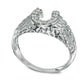 Men's 0.20 CT. T.W. Natural Diamond Nugget Horseshoe Ring in Solid 10K White Gold