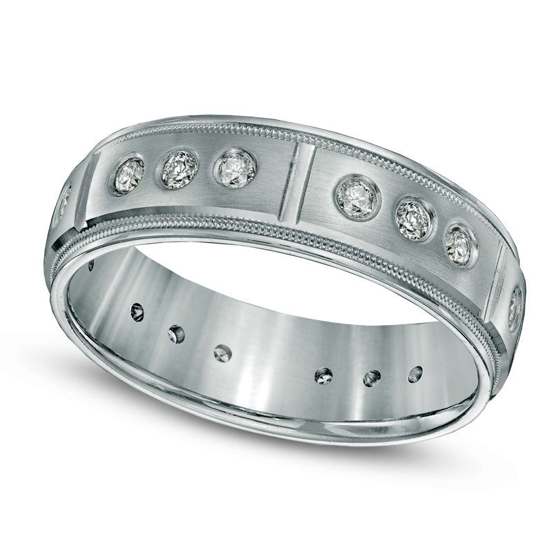 Men's 0.50 CT. T.W. Natural Diamond Eternity Ring in Solid 14K White Gold - Size 10.5