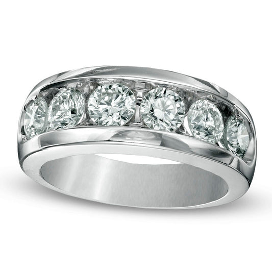 2.0 CT. T.W. Natural Diamond Six Stone Anniversary Band in Solid 14K White Gold