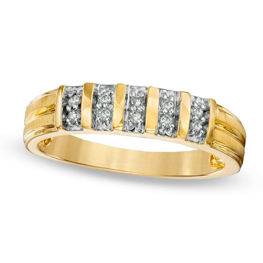 0.10 CT. T.W. Natural Diamond Double Row Wedding Band in Solid 14K Gold