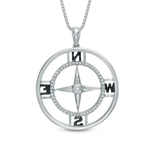 0.2 CT. T.W. Natural Diamond Compass Pendant in Sterling Silver