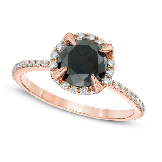 2.0 CT. T.W. Enhanced Black and White Natural Diamond Frame Engagement Ring in Solid 10K Rose Gold