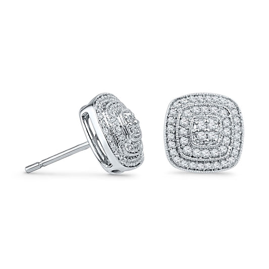 0.5 CT. T.W. Diamond Layered Square Stud Earrings in 10K White Gold