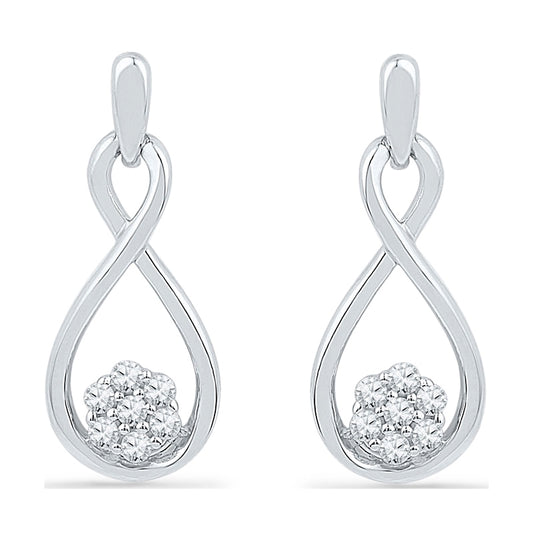 0.1 CT. T.W. Diamond Cluster Infinity Drop Earrings in 10K White Gold