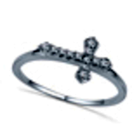 0.13 CT. T.W. Natural Diamond Sideways Cross Ring in Sterling Silver