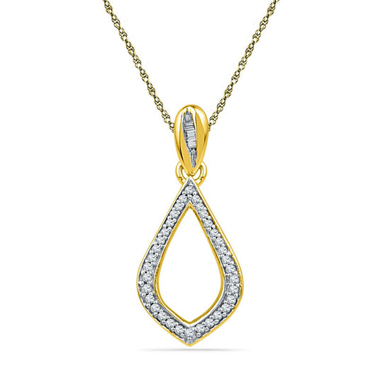 0.13 CT. T.W. Natural Diamond Petal Pendant in 10K Yellow Gold