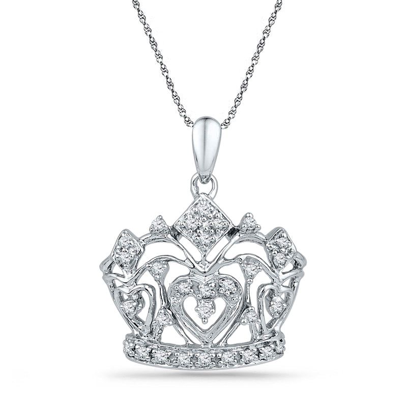 0.17 CT. T.W. Natural Diamond Crown Pendant in Sterling Silver