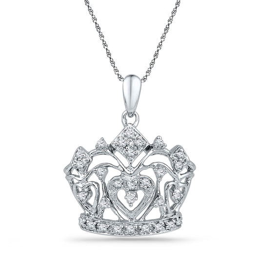 0.17 CT. T.W. Natural Diamond Crown Pendant in Sterling Silver