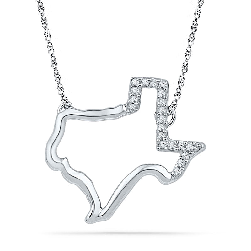 Natural Diamond Accent Texas Necklace in Sterling Silver