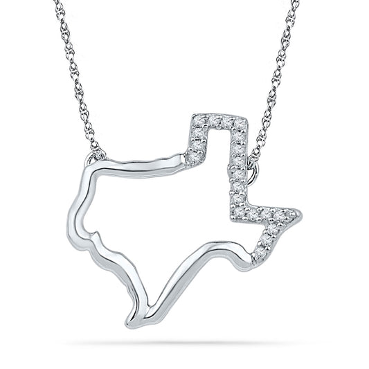 Natural Diamond Accent Texas Necklace in Sterling Silver
