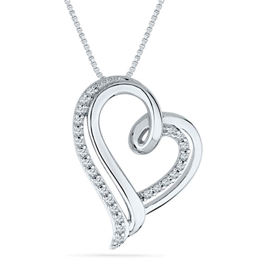 0.25 CT. T.W. Natural Diamond Layered Heart Pendant in Sterling Silver