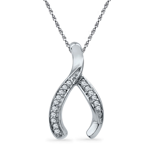 0.05 CT. T.W. Natural Diamond Wishbone Pendant in Sterling Silver