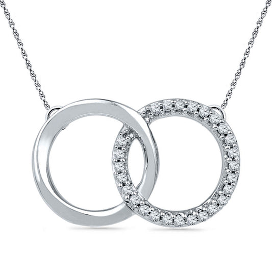 0.1 CT. T.W. Natural Diamond Interlocking Circles Necklace in Sterling Silver