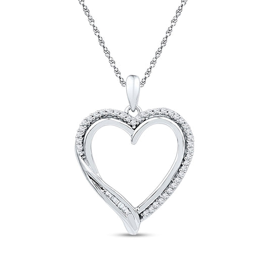 0.2 CT. T.W. Natural Diamond Heart Pendant in Sterling Silver