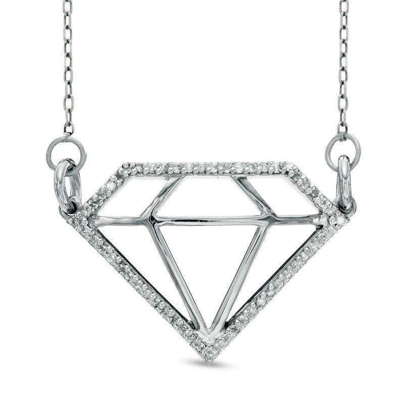 0.13 CT. T.W. Natural Diamond Outline Necklace in Sterling Silver