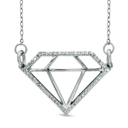 0.13 CT. T.W. Natural Diamond Outline Necklace in Sterling Silver