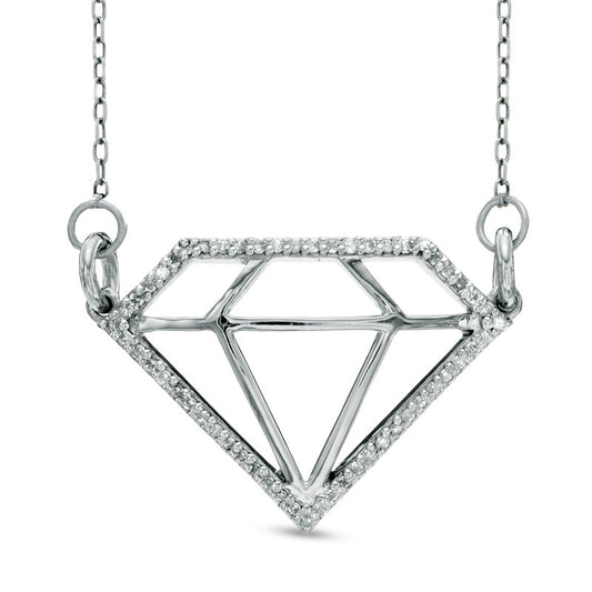 0.13 CT. T.W. Natural Diamond Outline Necklace in Sterling Silver